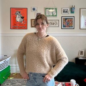 Cozy Beige Fuzzy Sweater
